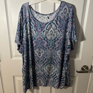 Croft & Barrow Blue and Purple Paisley Blouse